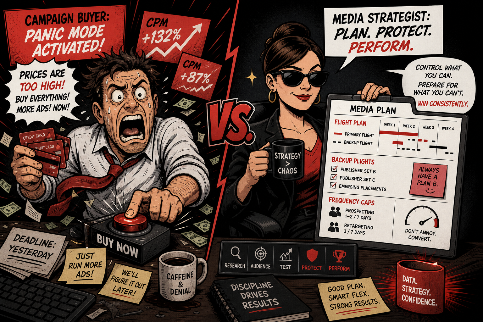 Panic buying vs planned media discipline
