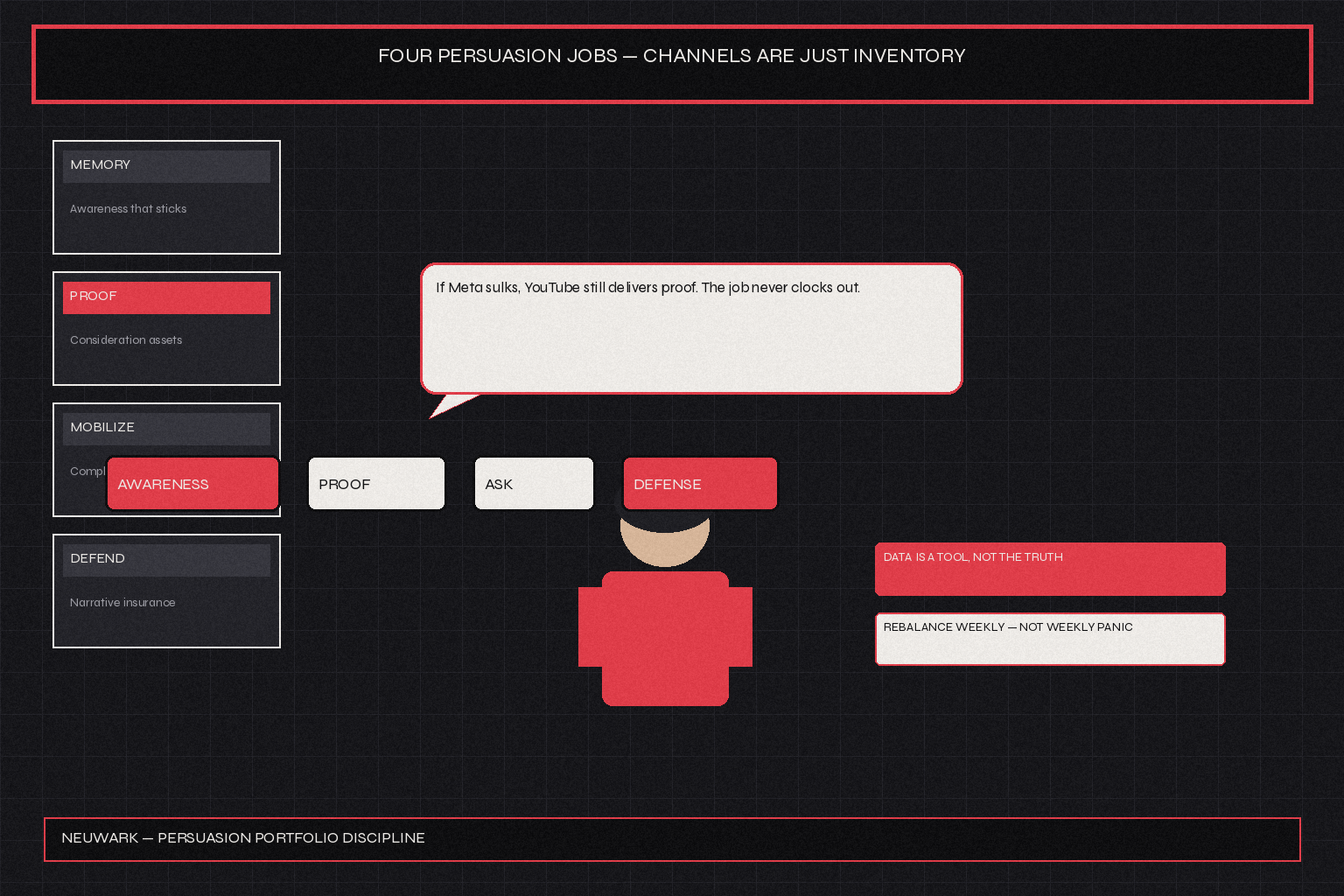 Four persuasion jobs — channels are just inventory