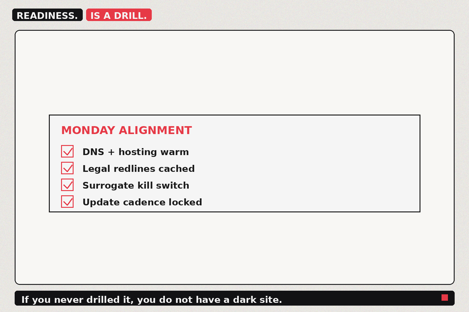 Readiness is a drill checklist