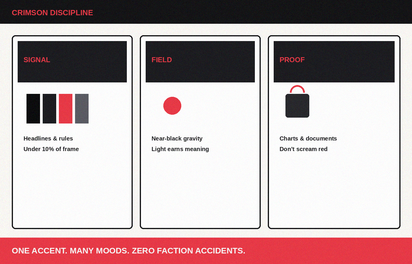 One accent, many moods—crimson with restraint