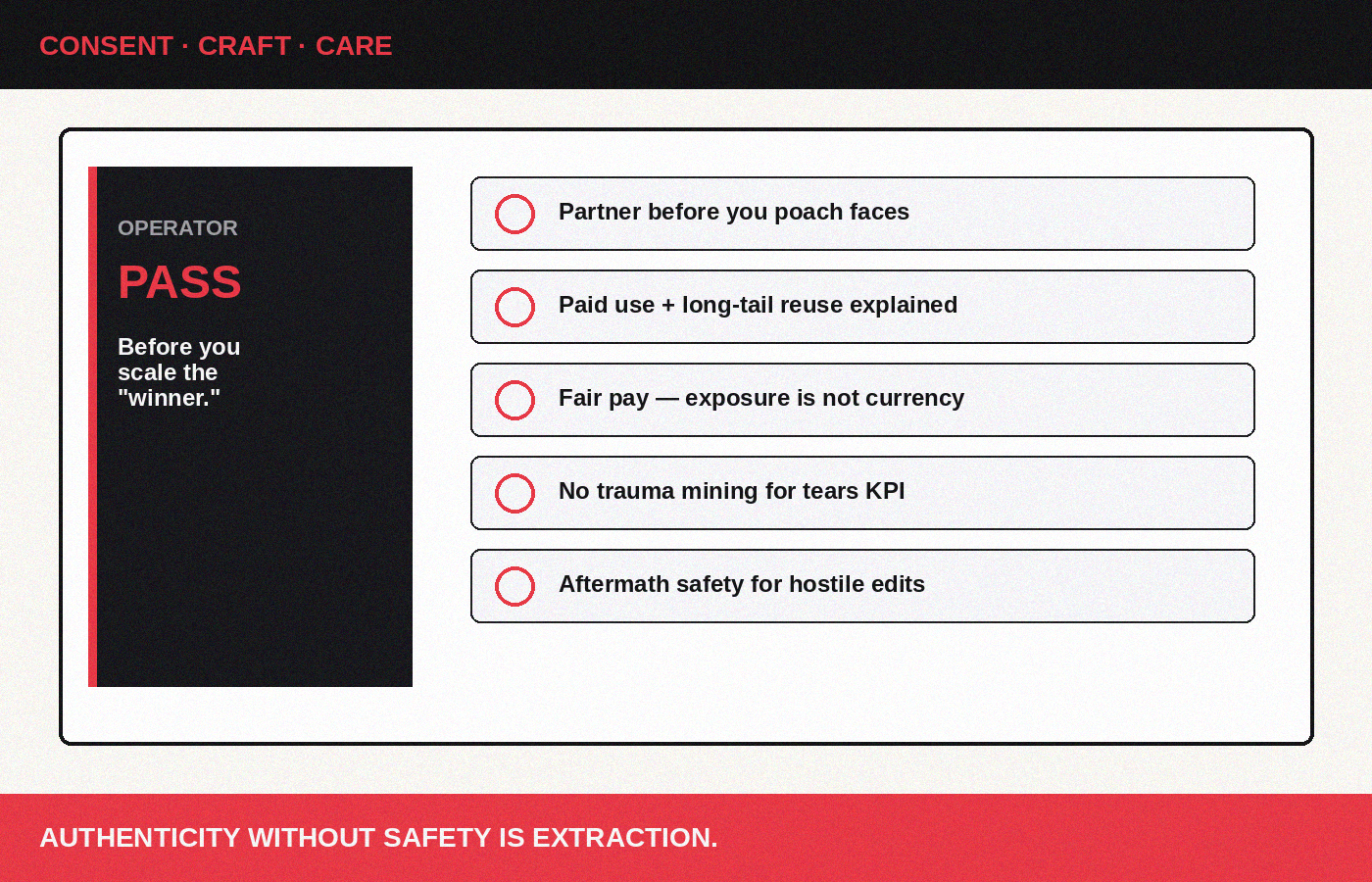 Consent, craft, and care on advocacy sets